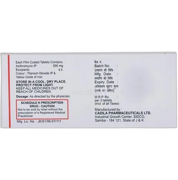 azivista 500mg tablet 3's